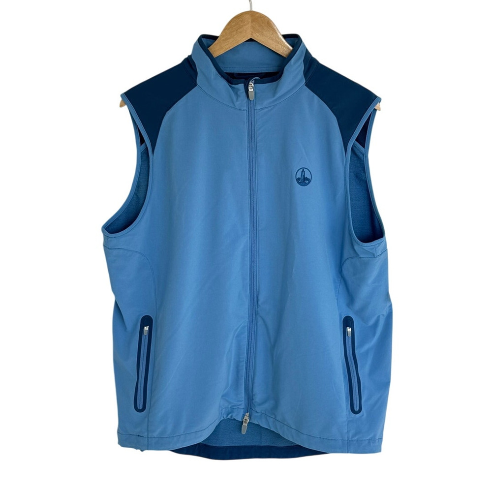 Peter Millar Crown Zephyr Golf Vest Old Baldy Bald Head Island Blue Men's L